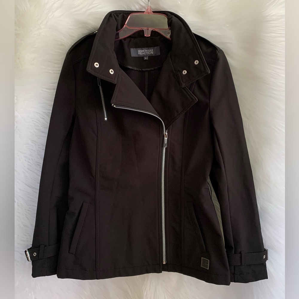 Kenneth Cole Reaction Jacket Black Hidden Hood Size Small